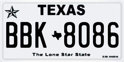 TX license plate BBK8086