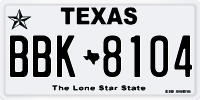 TX license plate BBK8104