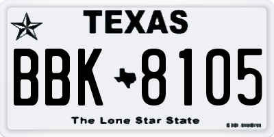 TX license plate BBK8105