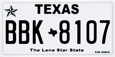 TX license plate BBK8107