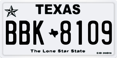 TX license plate BBK8109