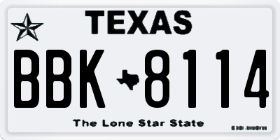TX license plate BBK8114