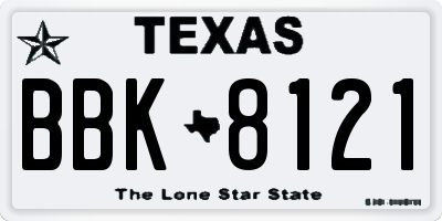 TX license plate BBK8121