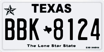 TX license plate BBK8124