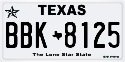 TX license plate BBK8125