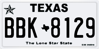 TX license plate BBK8129