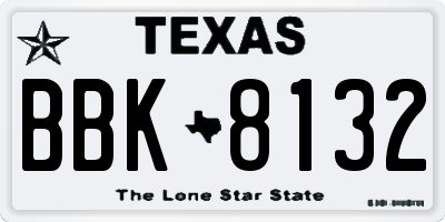 TX license plate BBK8132