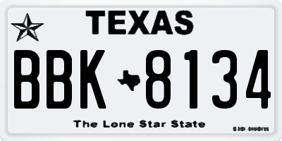TX license plate BBK8134