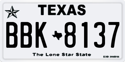 TX license plate BBK8137