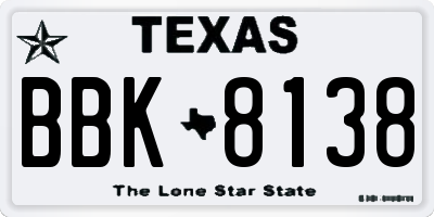 TX license plate BBK8138
