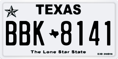 TX license plate BBK8141