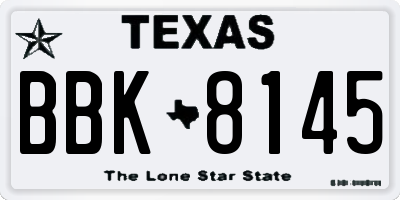 TX license plate BBK8145