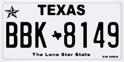 TX license plate BBK8149