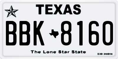TX license plate BBK8160