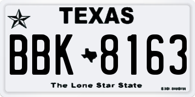 TX license plate BBK8163