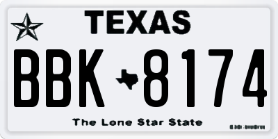 TX license plate BBK8174