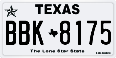 TX license plate BBK8175