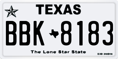 TX license plate BBK8183
