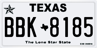 TX license plate BBK8185