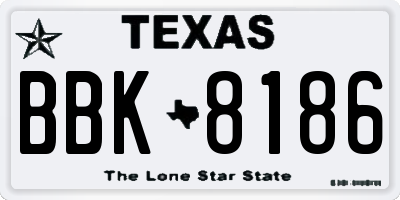 TX license plate BBK8186