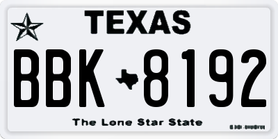 TX license plate BBK8192