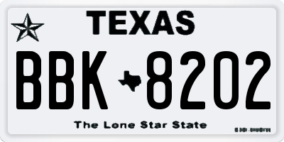 TX license plate BBK8202
