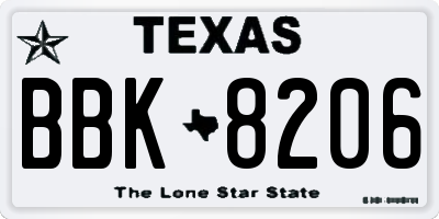 TX license plate BBK8206