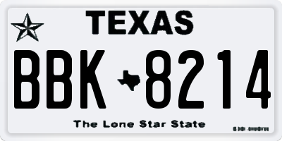 TX license plate BBK8214