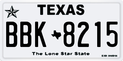 TX license plate BBK8215