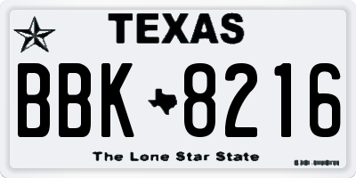 TX license plate BBK8216