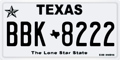 TX license plate BBK8222