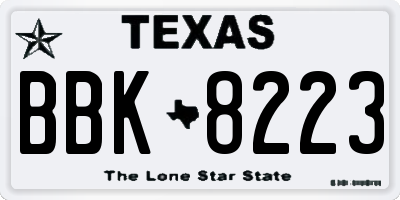 TX license plate BBK8223