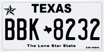 TX license plate BBK8232