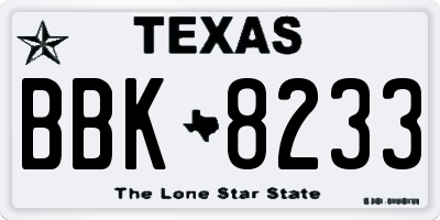 TX license plate BBK8233