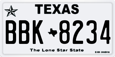TX license plate BBK8234