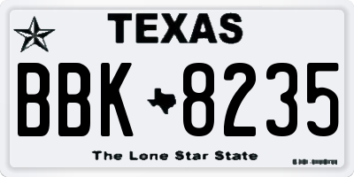 TX license plate BBK8235