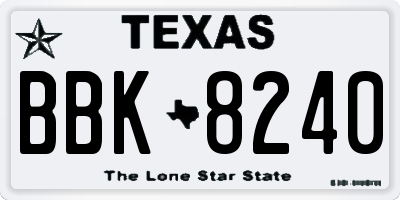 TX license plate BBK8240