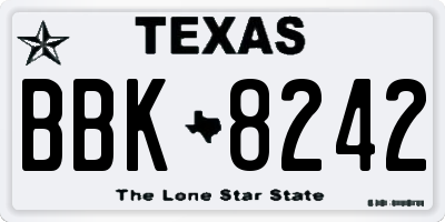 TX license plate BBK8242