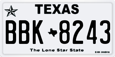 TX license plate BBK8243