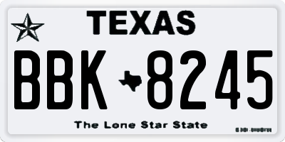 TX license plate BBK8245