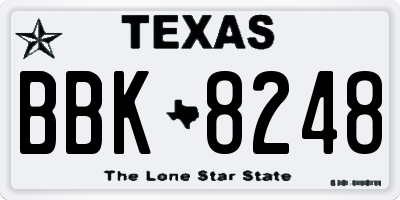 TX license plate BBK8248