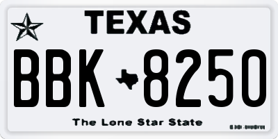 TX license plate BBK8250