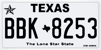 TX license plate BBK8253