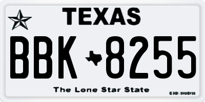 TX license plate BBK8255