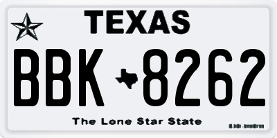 TX license plate BBK8262