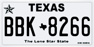 TX license plate BBK8266