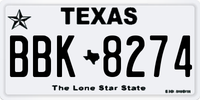 TX license plate BBK8274