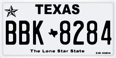 TX license plate BBK8284