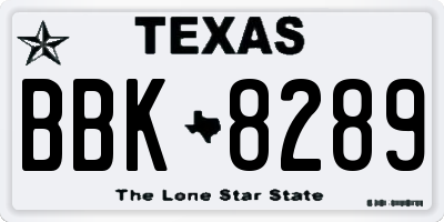 TX license plate BBK8289