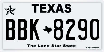 TX license plate BBK8290